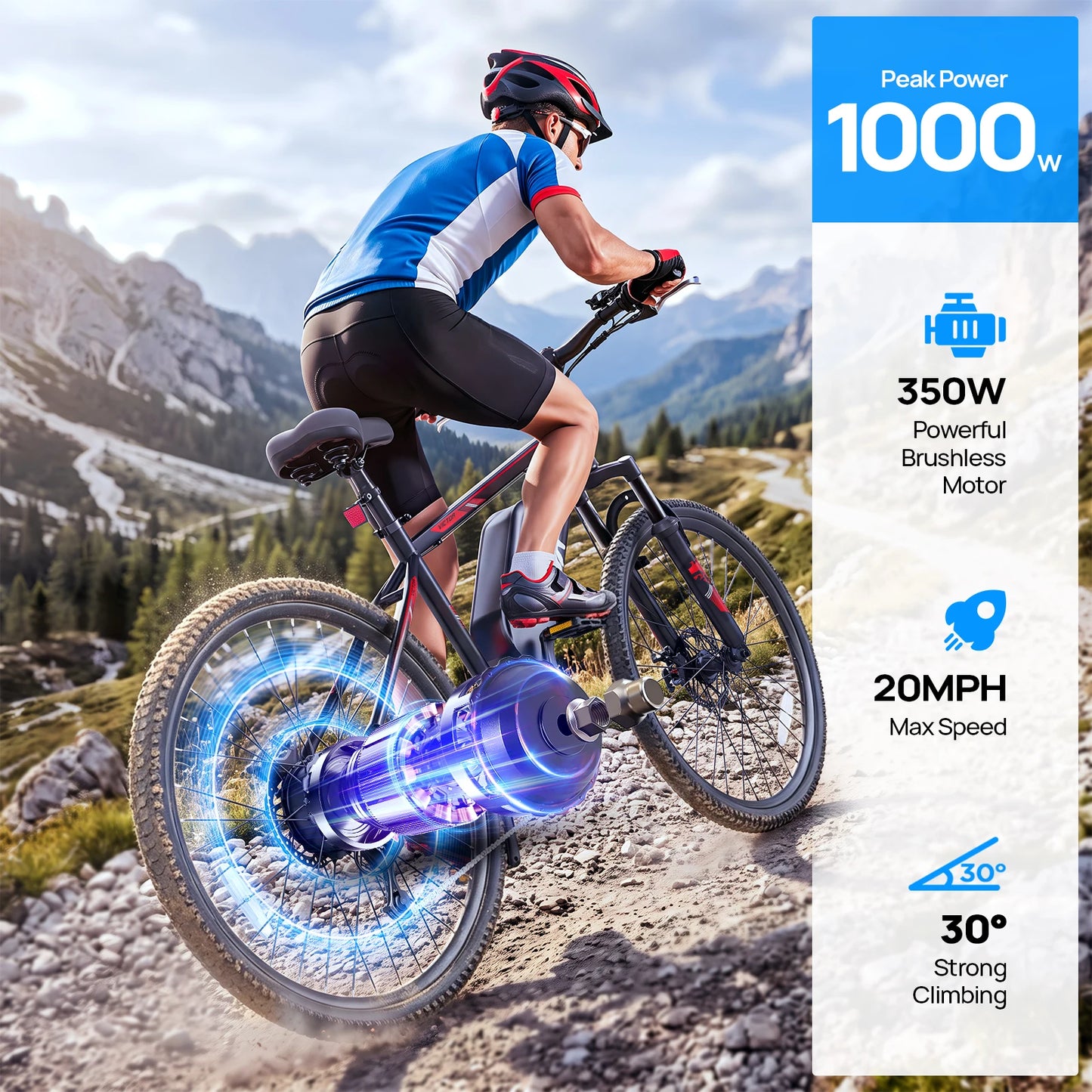 QNUT 1000W Adult Electric Mountain Bike With Removable Battery