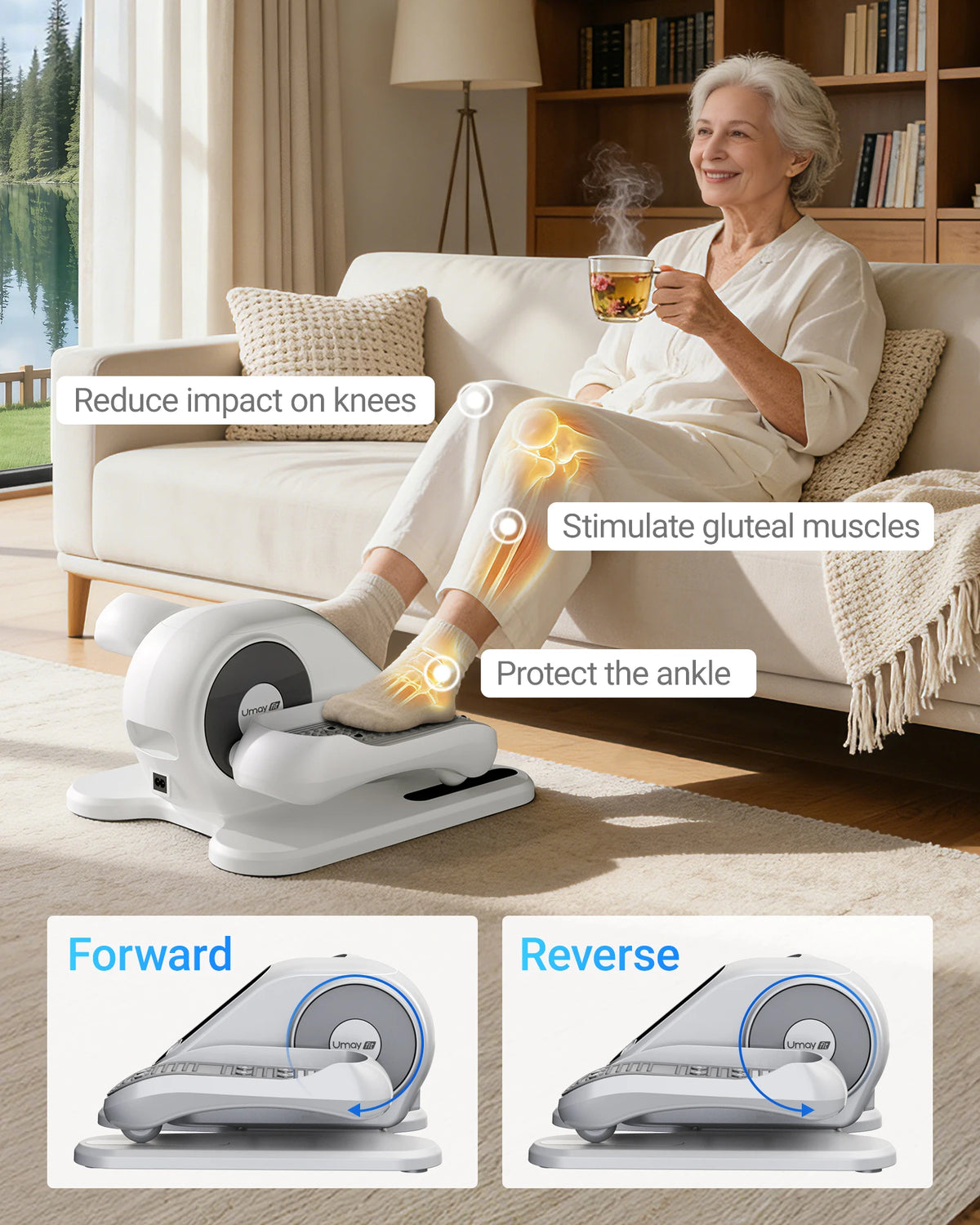 UMAY Desk Elliptical Pedal Exerciser With Remote Control