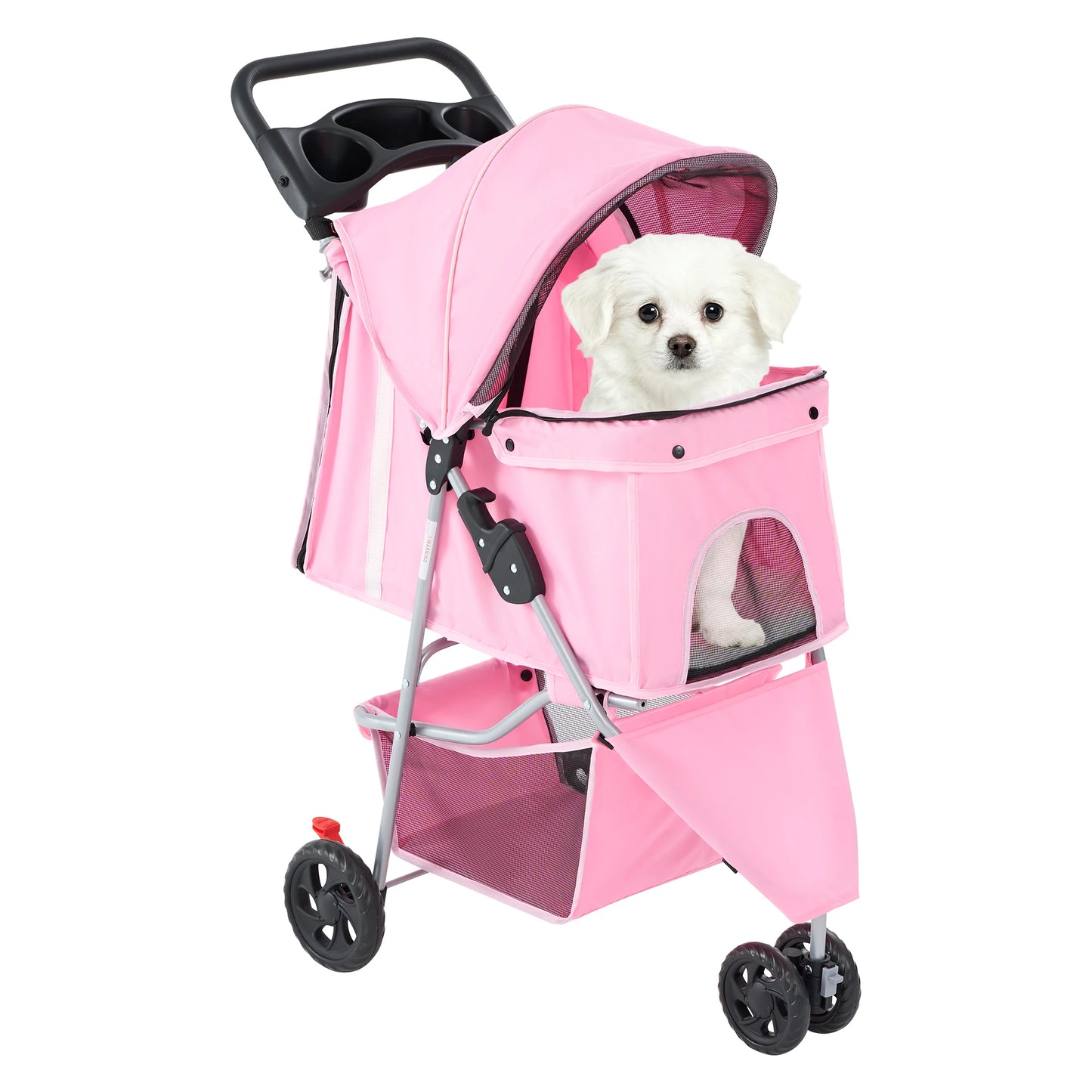 Dumos 3 Wheels Foldable Pet Stroller Vented Basket Outdoor Travel