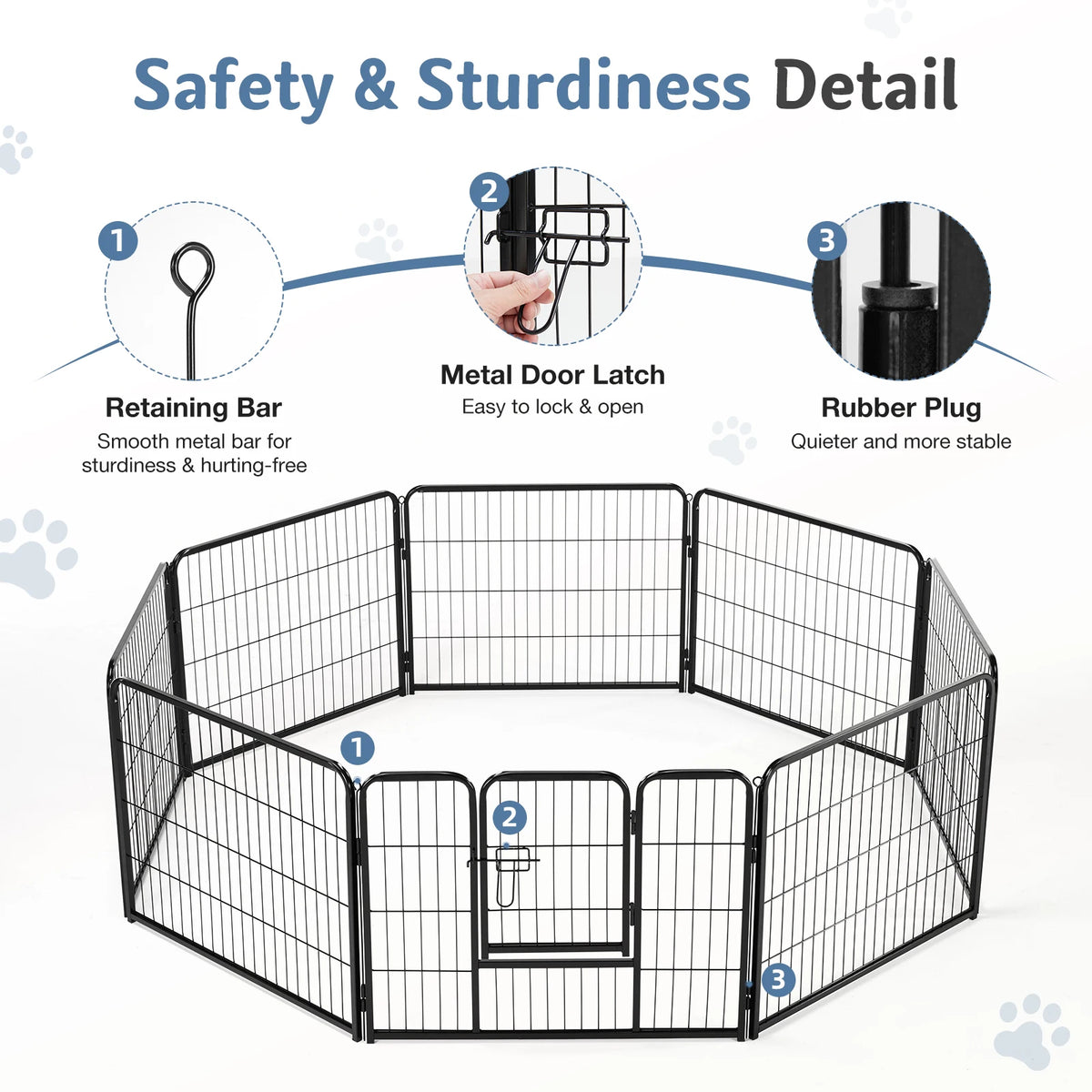 Jhk Metal 8 Panel Foldable Dog Playpen For Pets