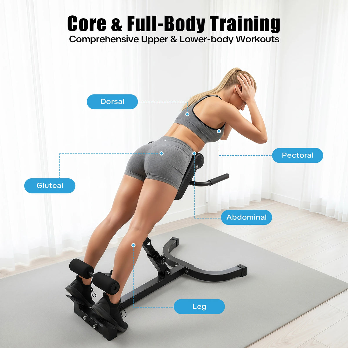 Hyperextension Bench With Adjustable Angles For Home Gym