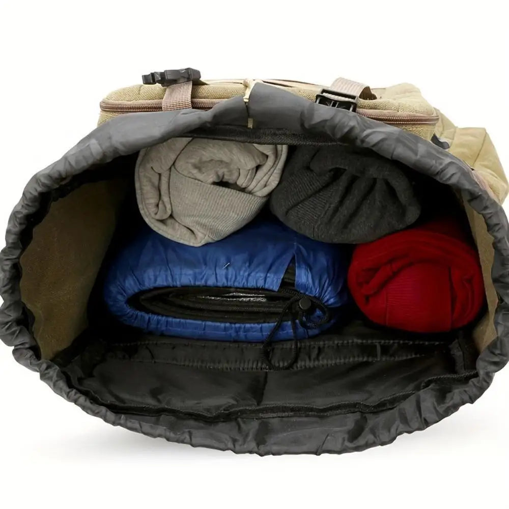 Canvas Hiking Daypack With Adjustable Straps And Hydration System
