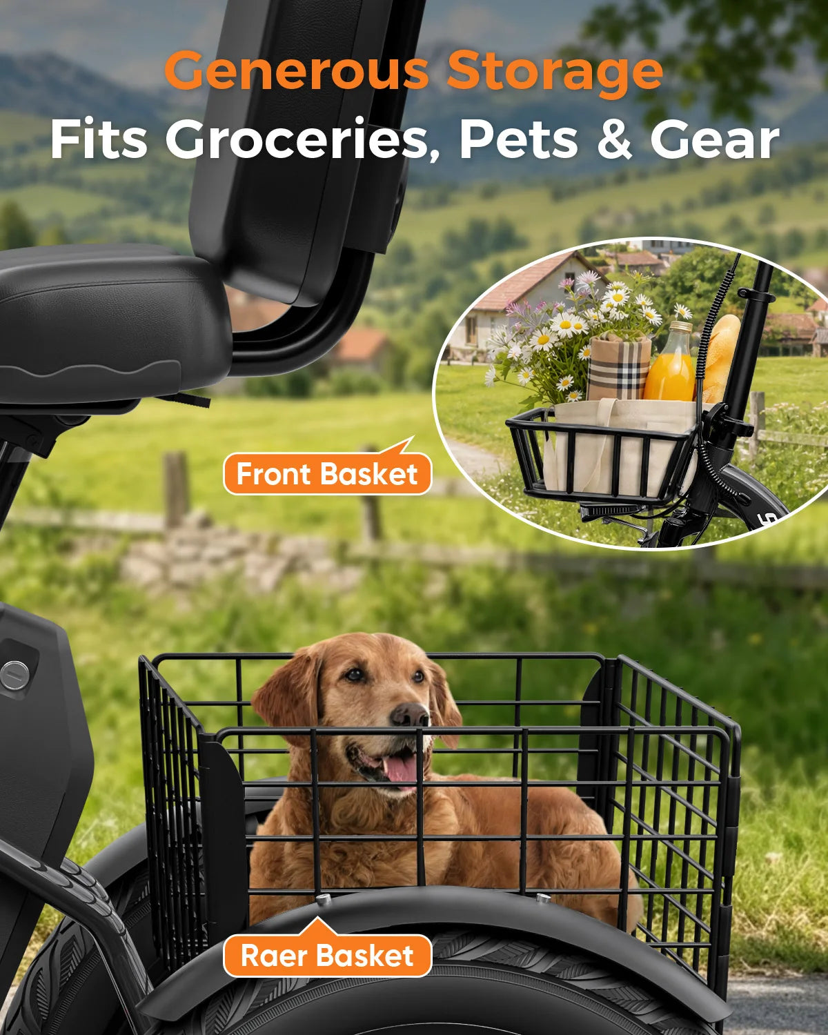 Eilleo Spacewalk 1200W Folding Electric Tricycle With Fat Tires
