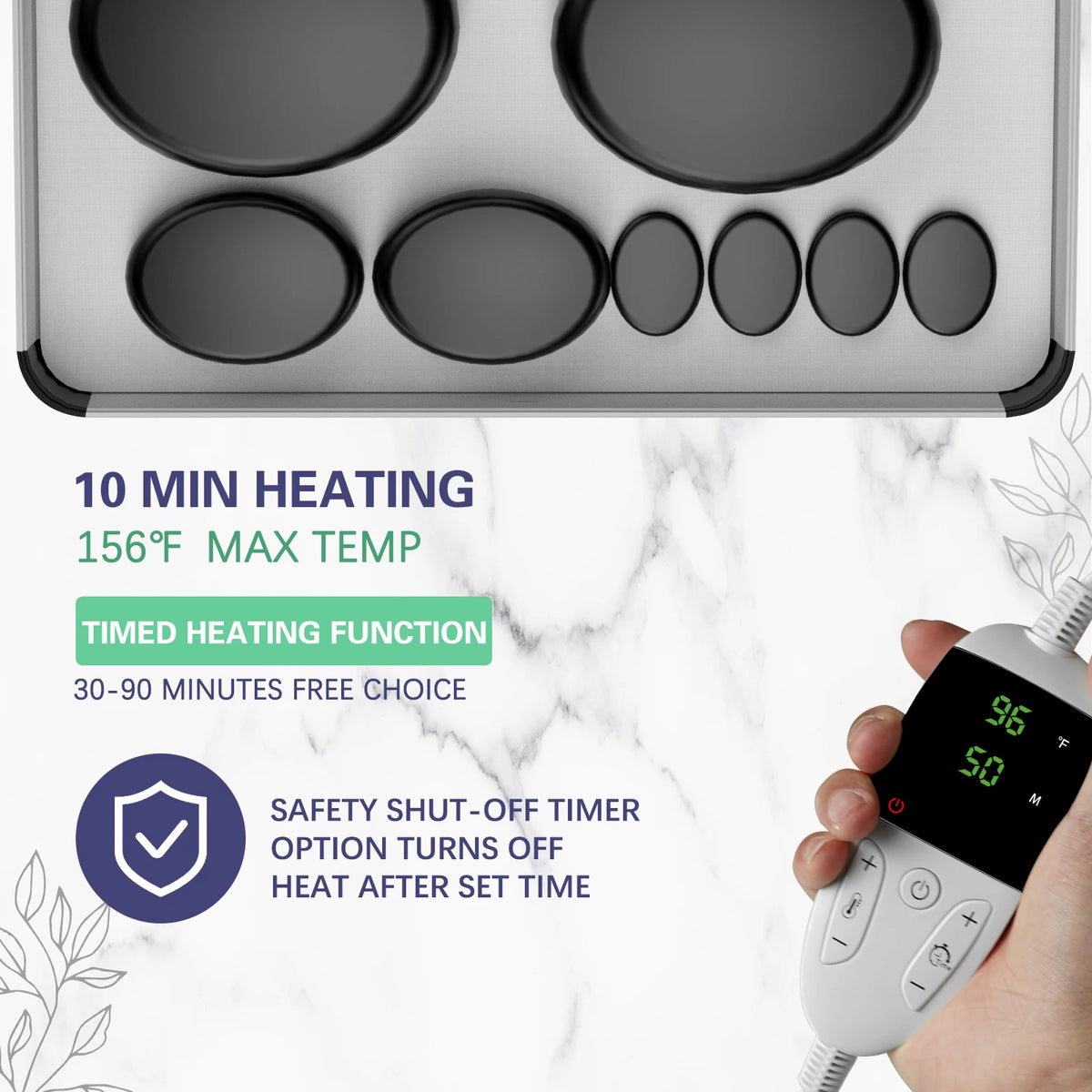 HolistHeal Professional Adjustable Hot Stone Massage Heater Set