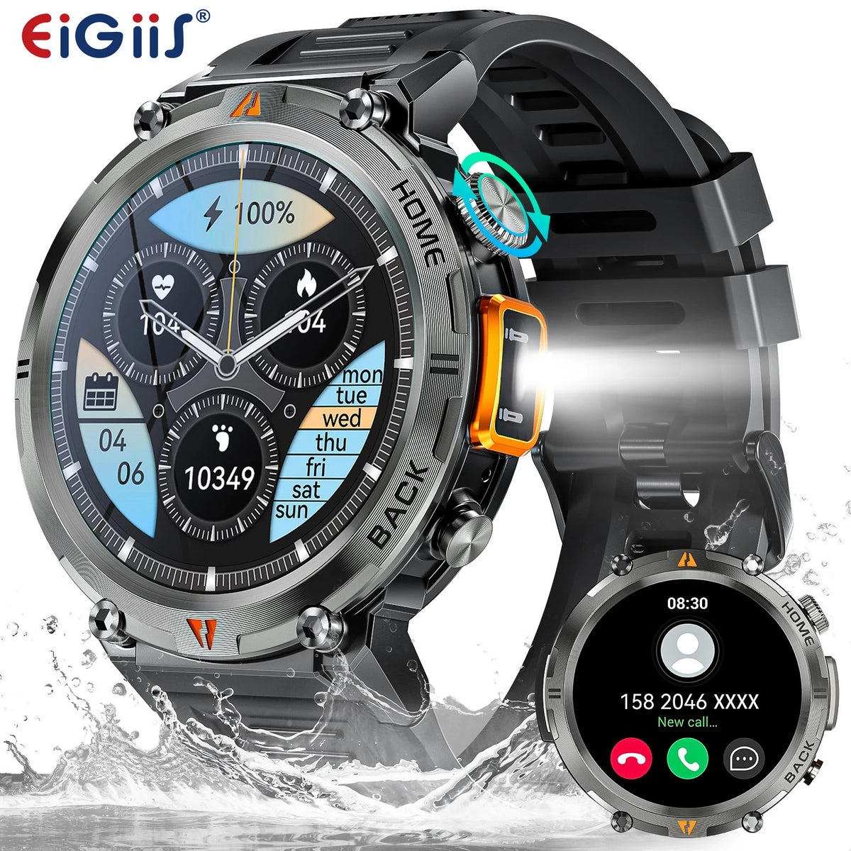 EIGIIS KE3 Smartwatch For Men Bluetooth Call Heart Rate Monitor Full Touch