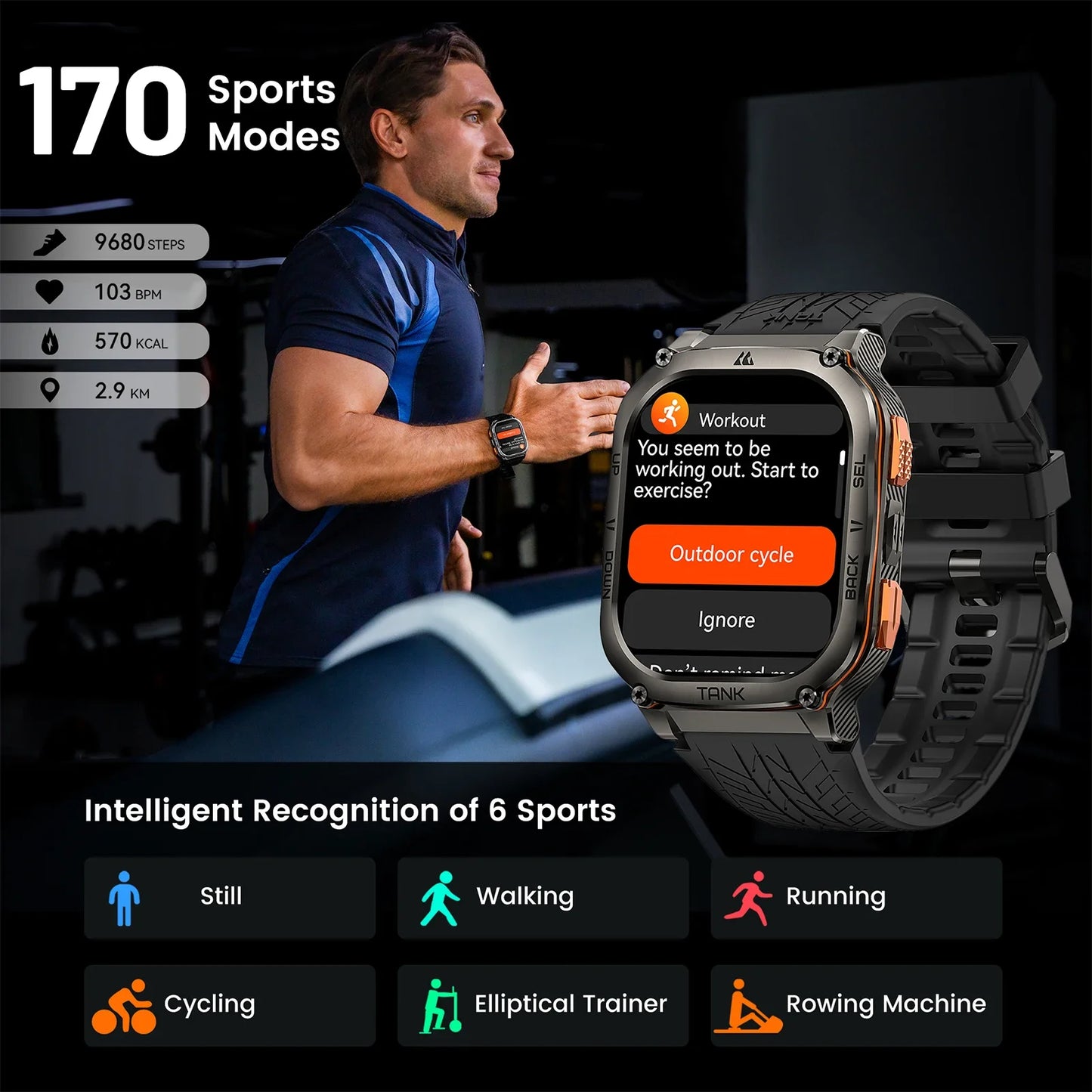 KOSPET Tank M3 Ultra GPS Smartwatch 5ATM IP69K Waterproof Health Monitor