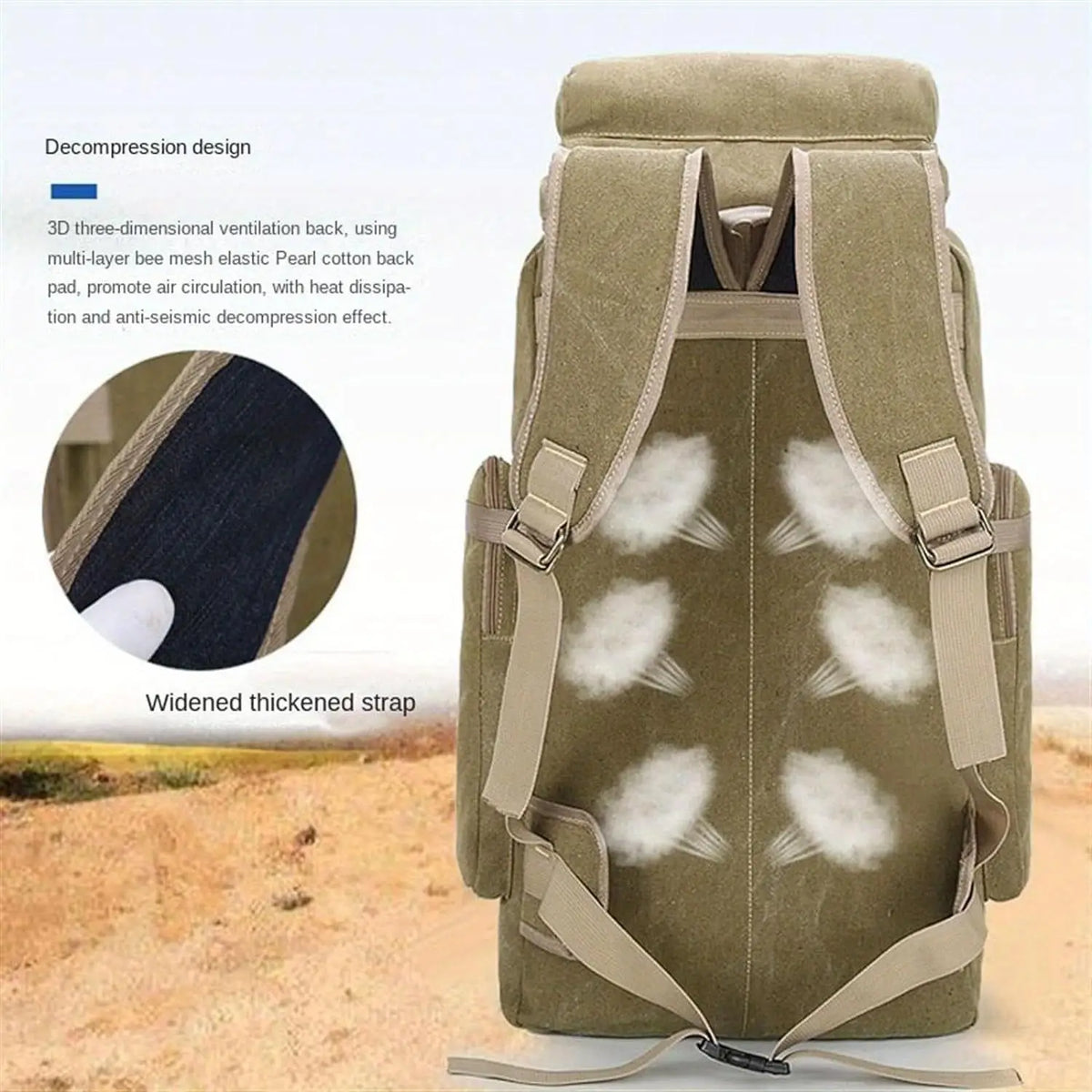 Canvas Hiking Daypack With Adjustable Straps And Hydration System