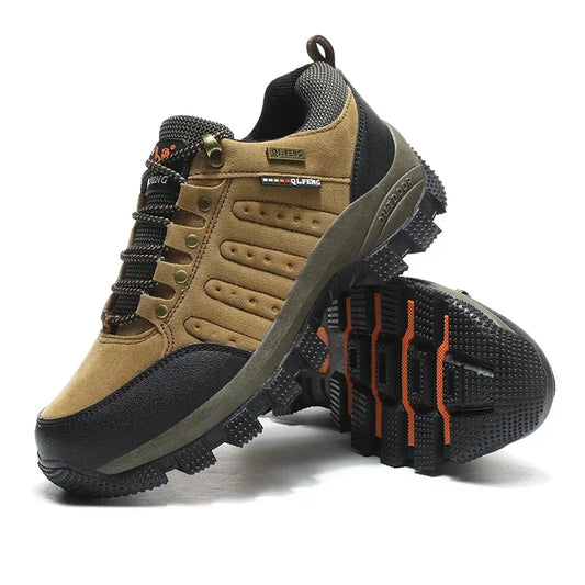 2026 New Men Shoes for Men Sneakers Leather Waterproof Mountaineering Camping Hiking Shoes Thick Sole Comfortable Running Shoes