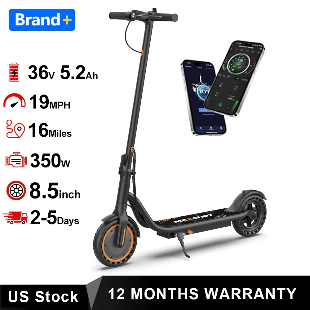 Maxshot Electric Scooter 350W Foldable With App Smart Control 4 Speed Modes