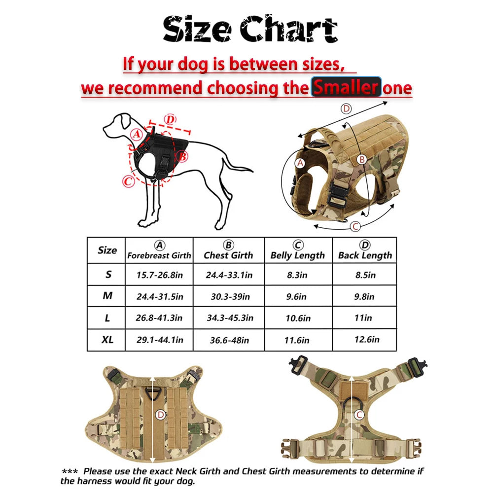 Tactical Dog Harness Leash Set Military Training Vest No Pull