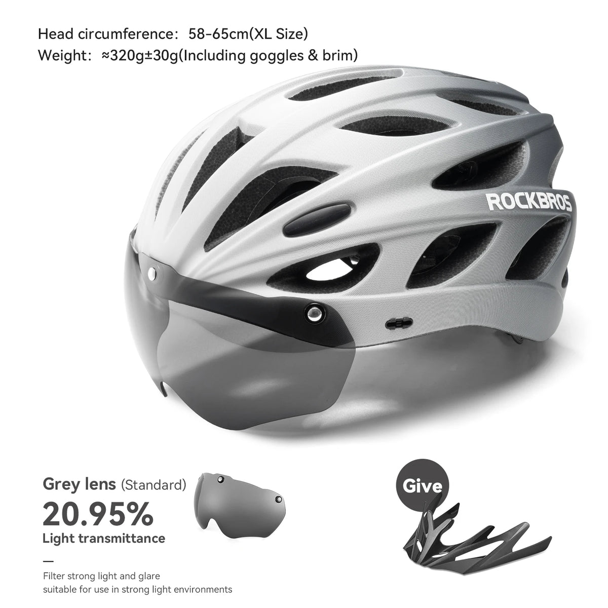 Rocbros Lightweight Integrated Cycling Helmet With Goggles For Men And Women