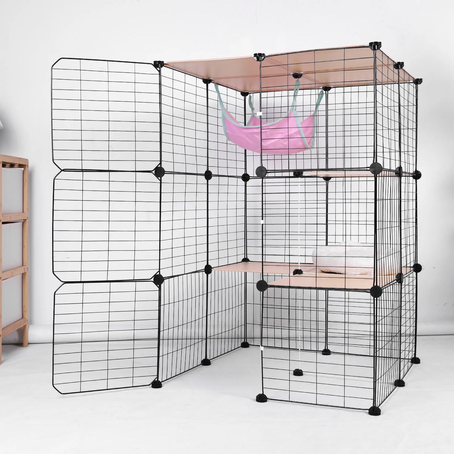 Atutin 3 Tier Indoor Cat Enclosure Wire Kennel With Hammock