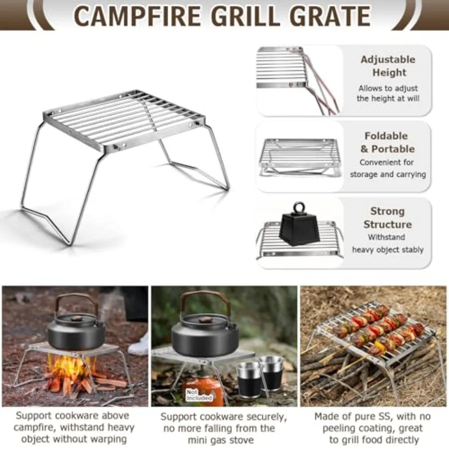 18 Piece Stainless Steel Camping Cookware Mess Kit Set