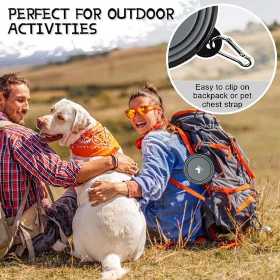 Pack Collapsible Dog Travel Bowls With Pet Feeding Disks