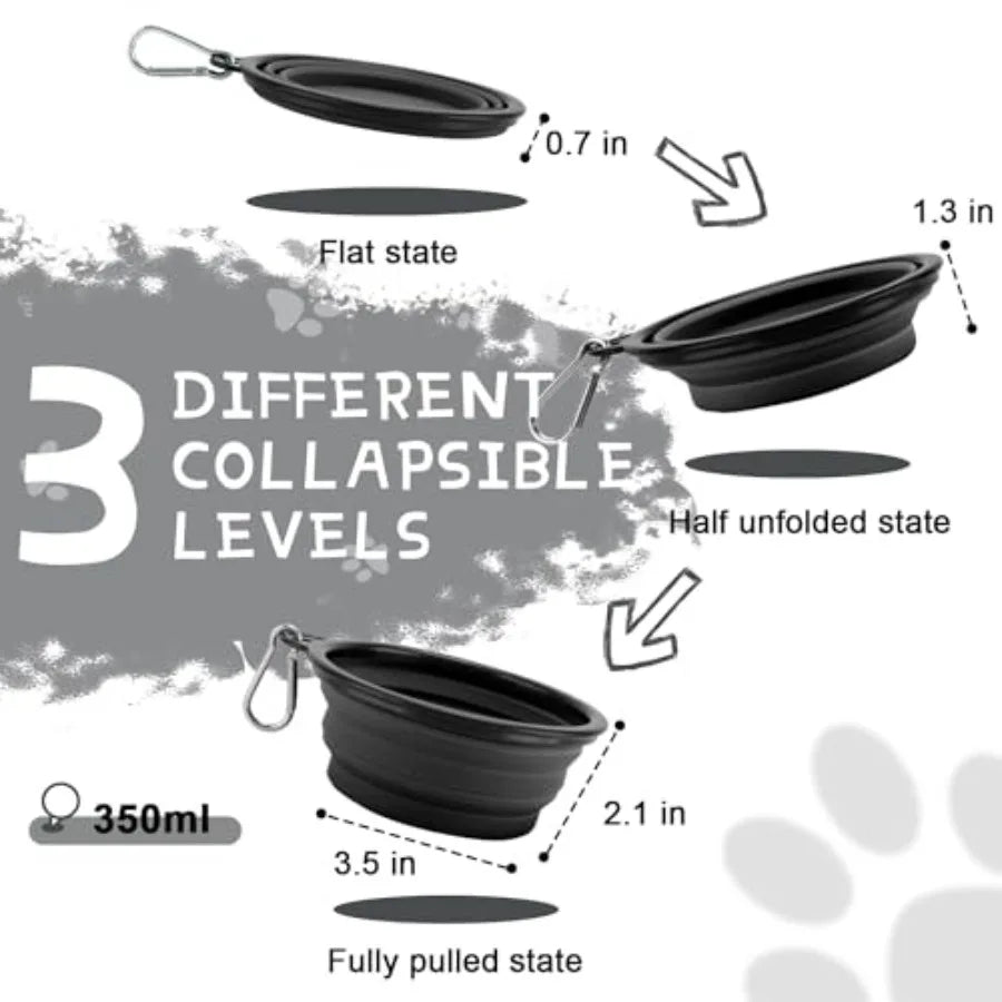 Pack Collapsible Dog Travel Bowls With Pet Feeding Disks