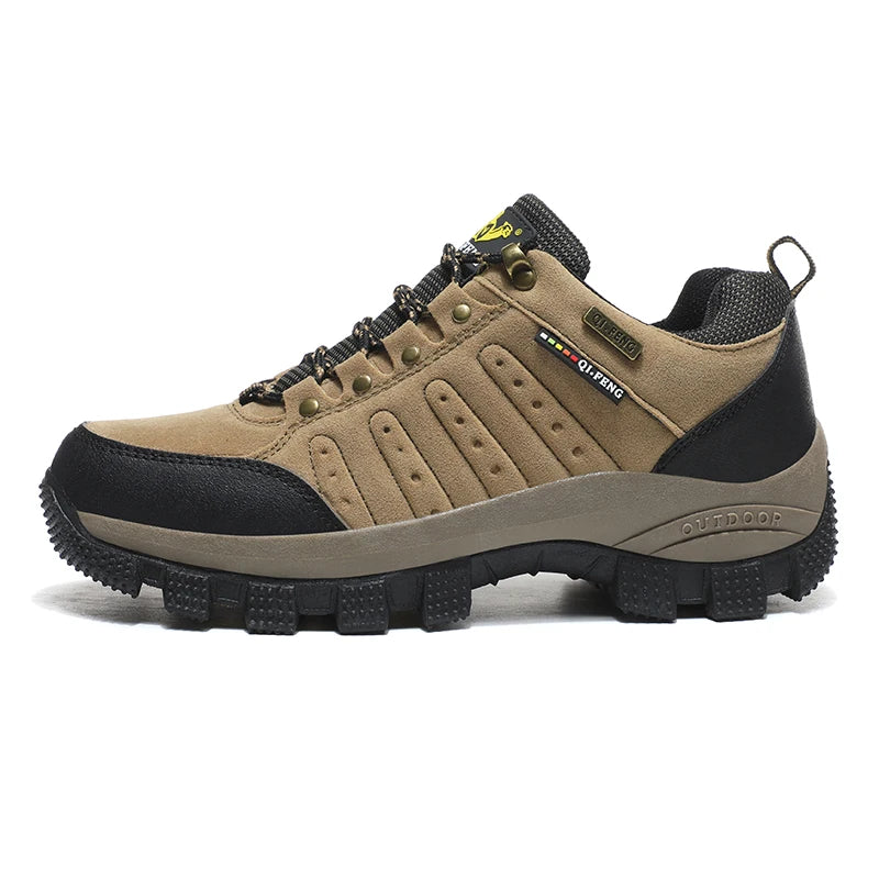 2026 New Men Shoes for Men Sneakers Leather Waterproof Mountaineering Camping Hiking Shoes Thick Sole Comfortable Running Shoes