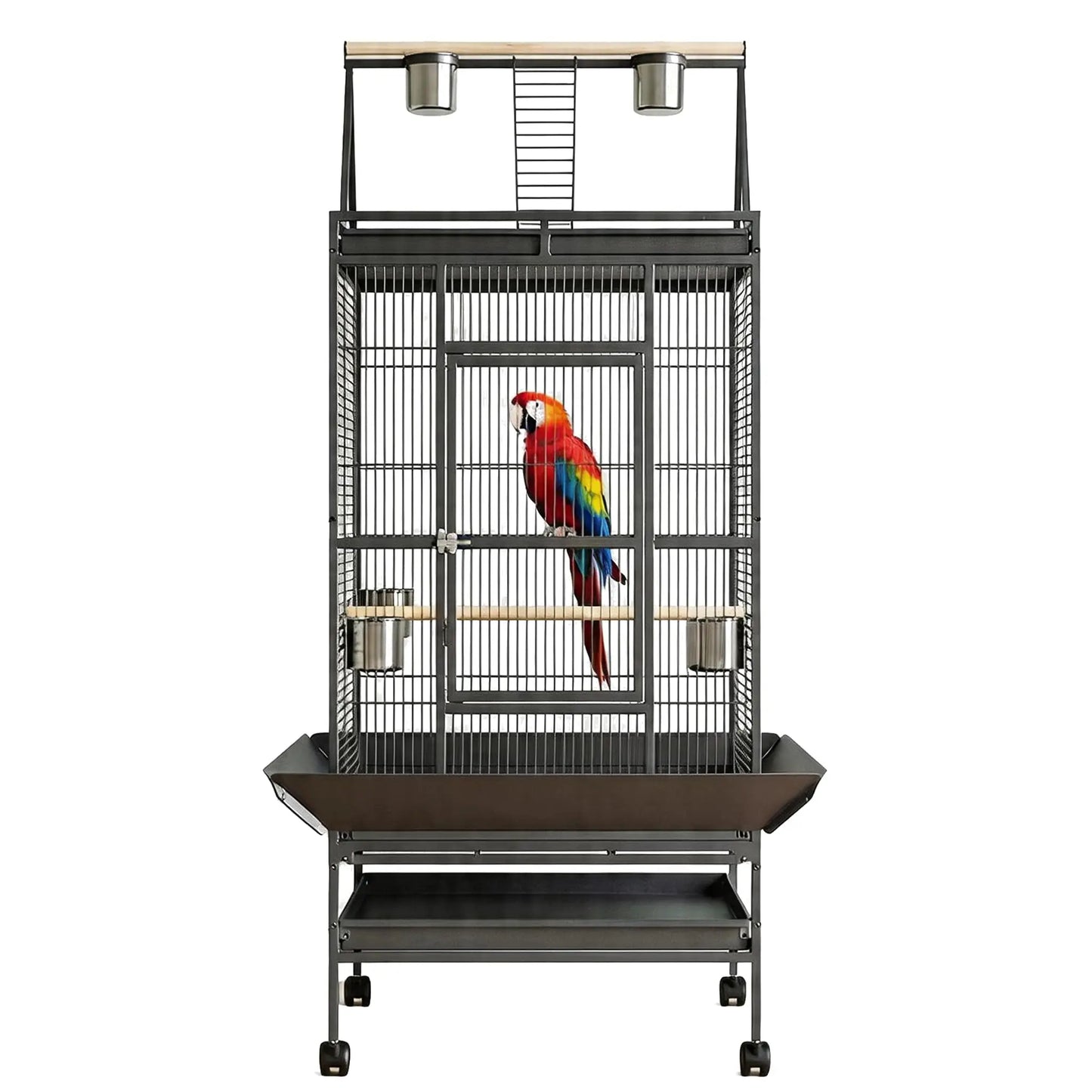 HiMISS Metal Bird Cage With Rolling Stand And Play Top