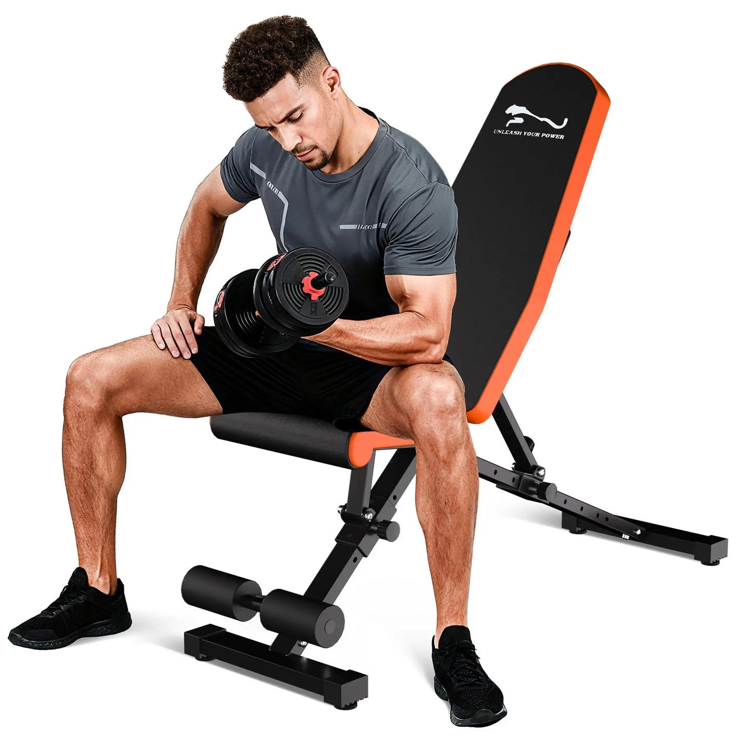 Heavy Duty Adjustable FID Weight Bench Collapsible Home Gym Bench