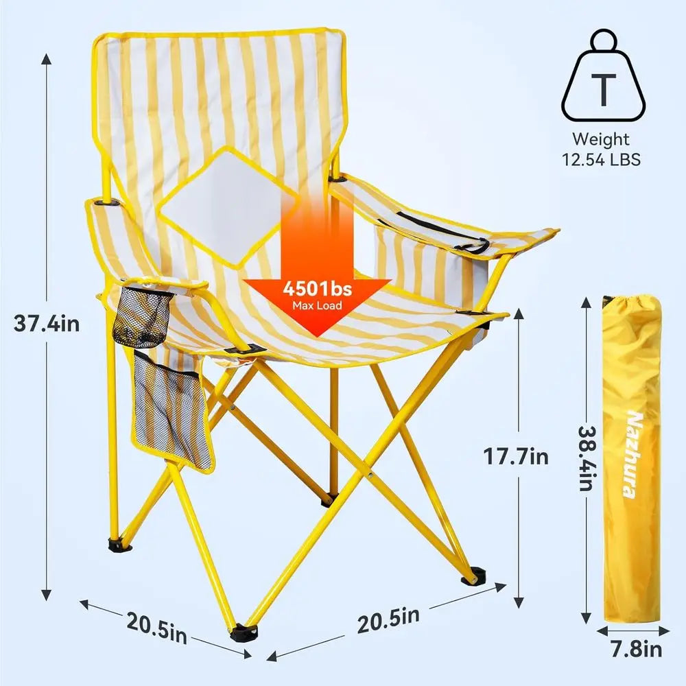 2 Pack Metal Mesh Outdoor Camping Chairs With Cooler