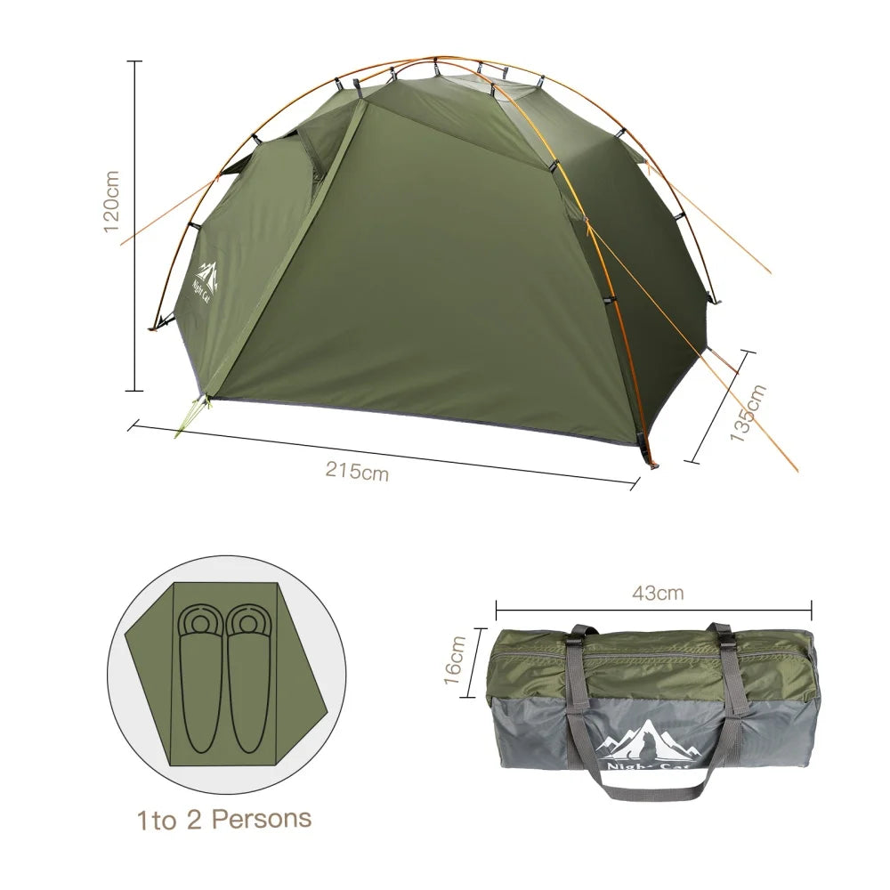 Night Cat Backpacking Tent Two Person Double Layer Waterproof Lightweight