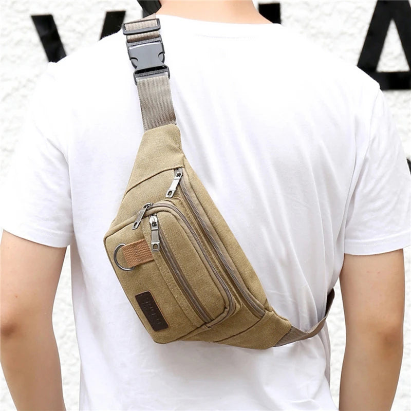 Canvas Chest Bag And Waist Pocket Pack