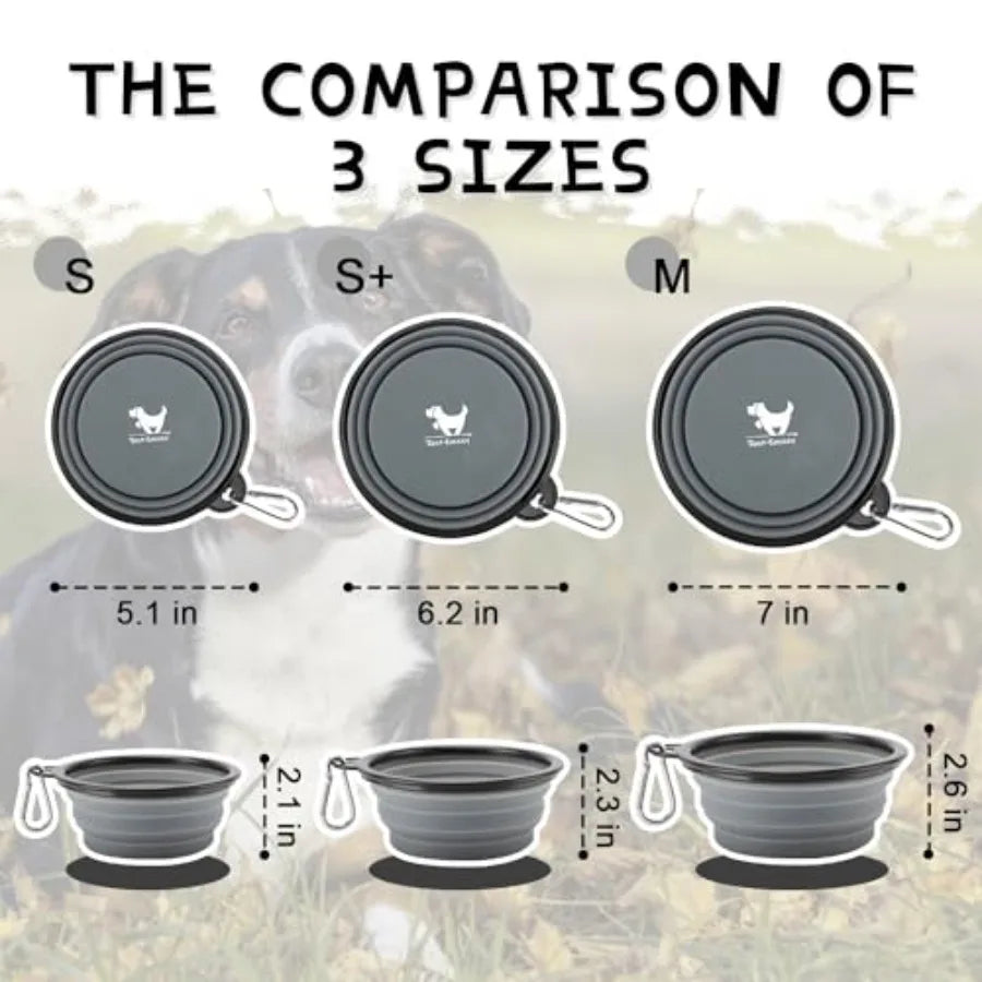 Pack Collapsible Dog Travel Bowls With Pet Feeding Disks