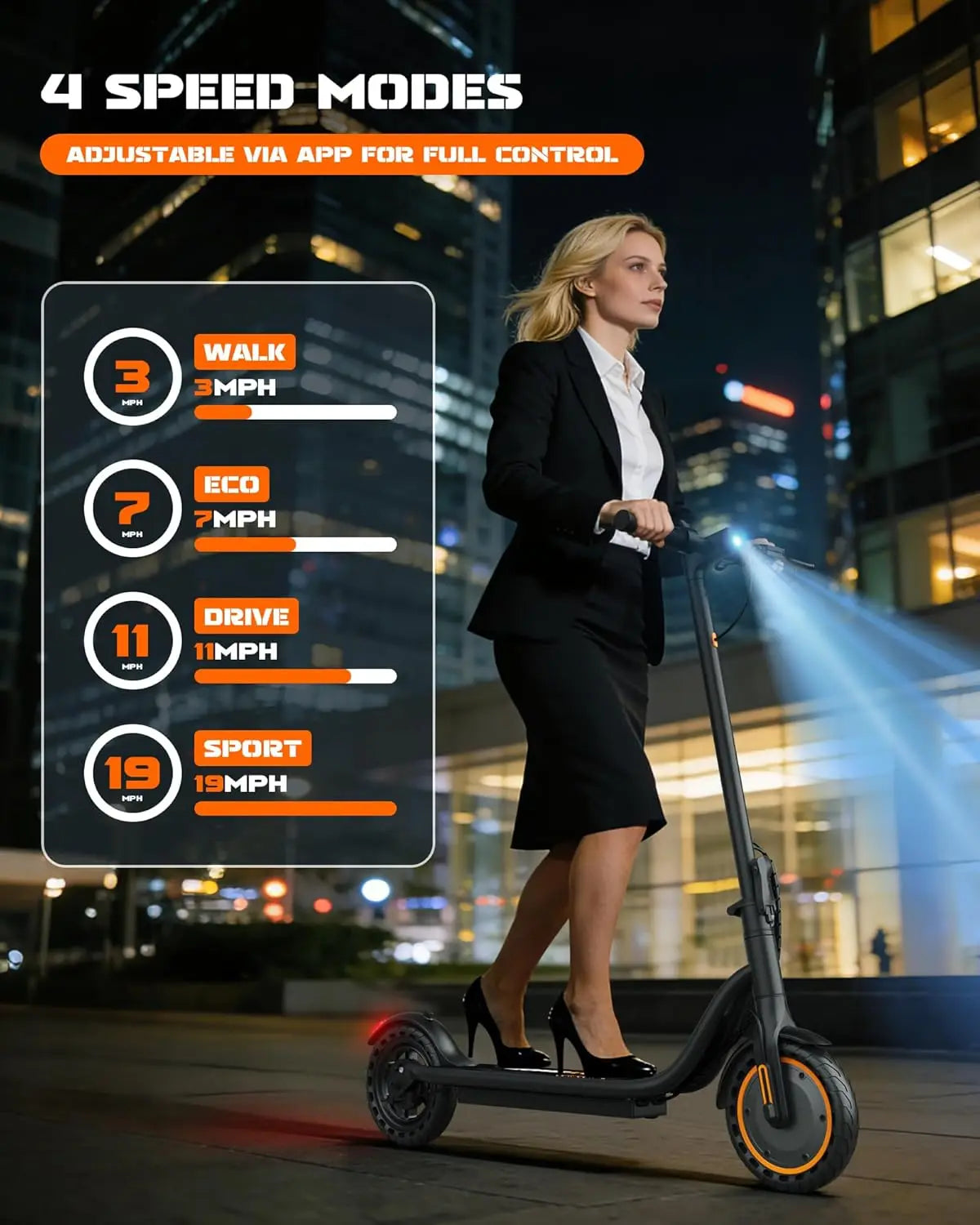Maxshot Electric Scooter 350W Foldable With App Smart Control 4 Speed Modes