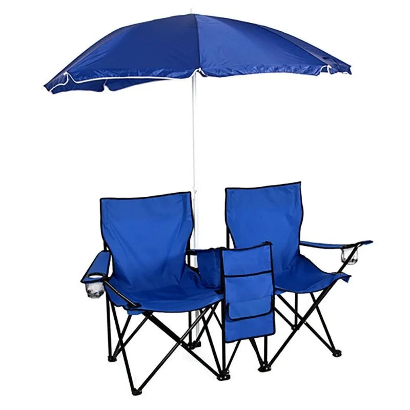 Dual Beach Camping Chair With Umbrella Table