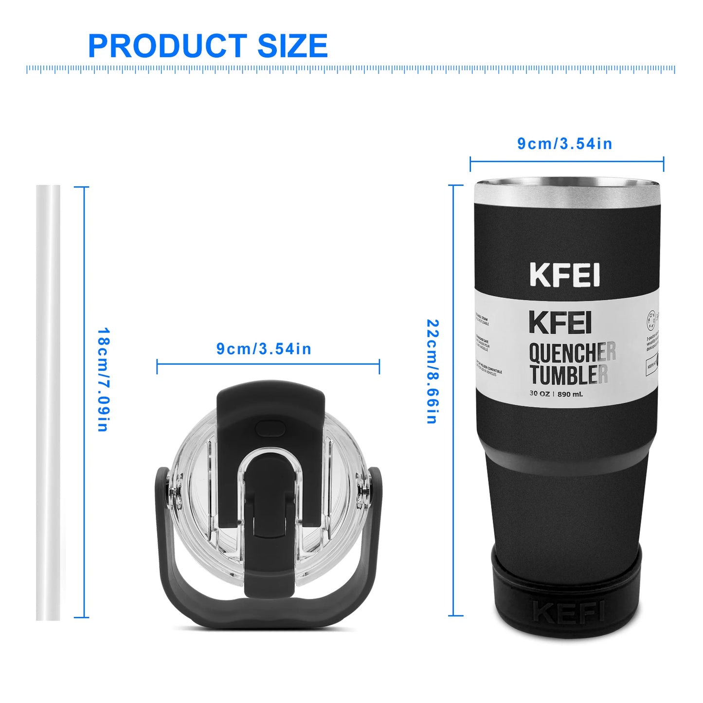 30 Ounce Double Wall Stainless Steel Insulated Tumbler With Lid And Straw