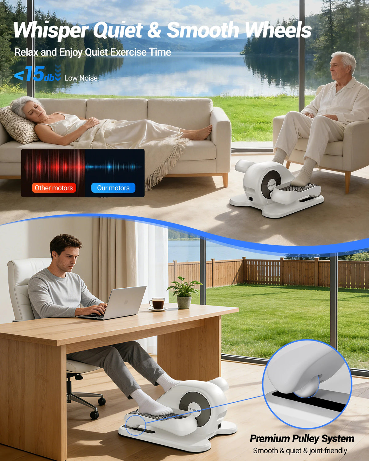UMAY Desk Elliptical Pedal Exerciser With Remote Control