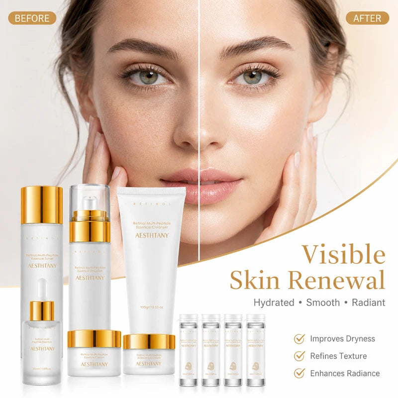 Retinol Multi Peptide Skincare Set Hydrating Face Routine Gift Box