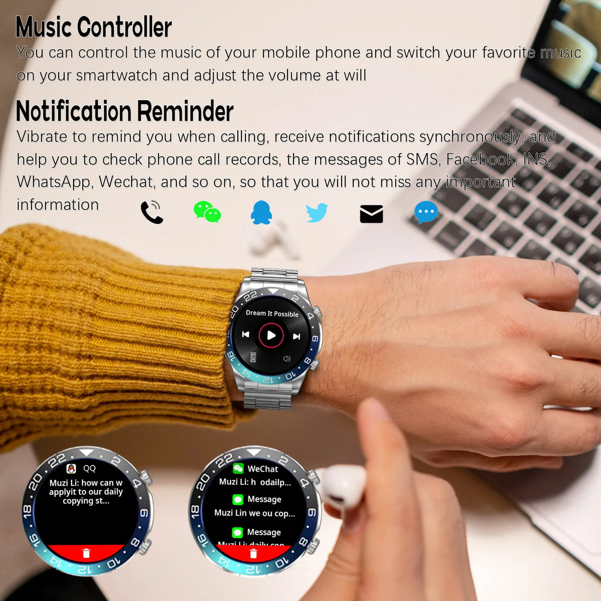 Smart Watch Men With AMOLED Screen Bluetooth Call Heart Rate