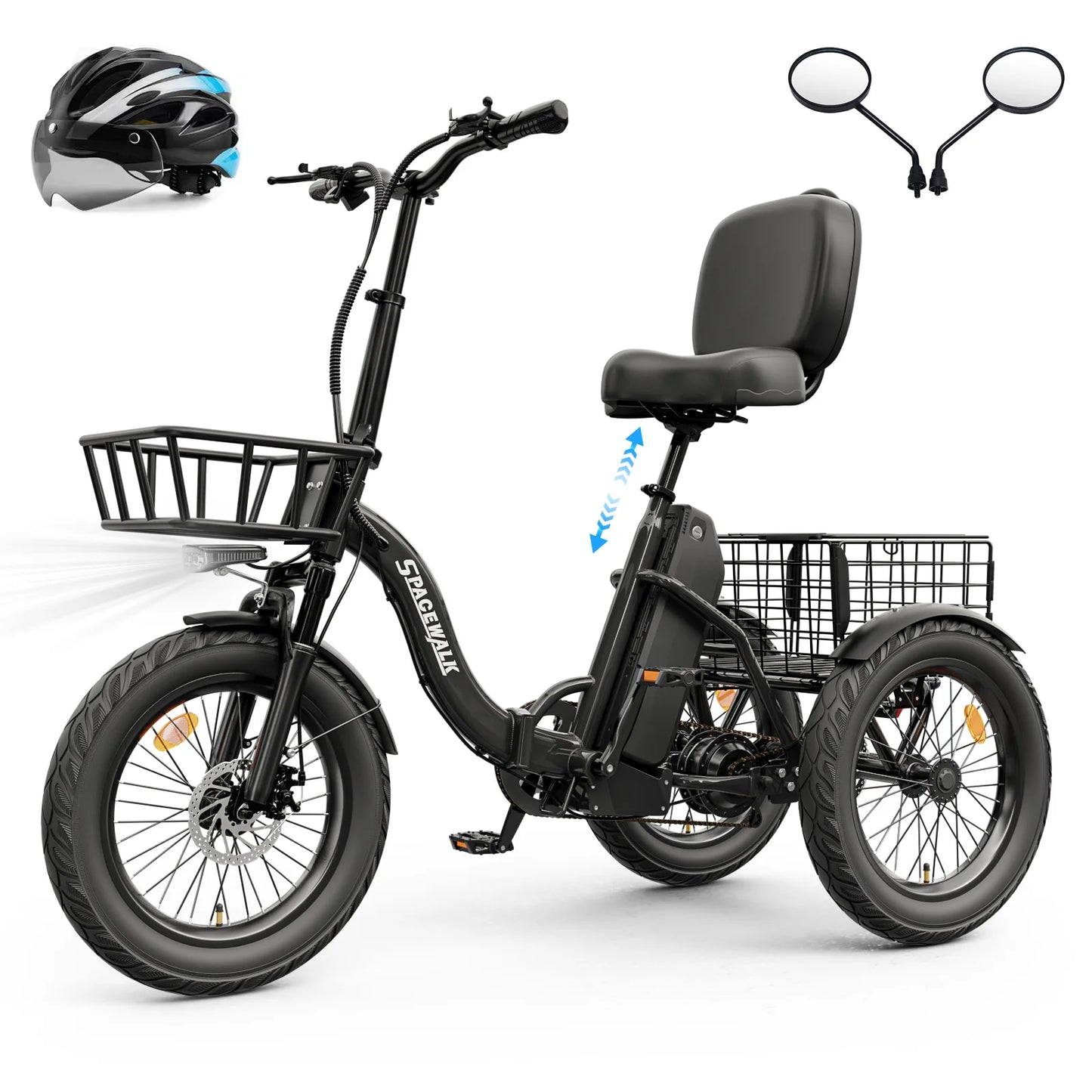 Eilleo Spacewalk 1200W Folding Electric Tricycle With Fat Tires