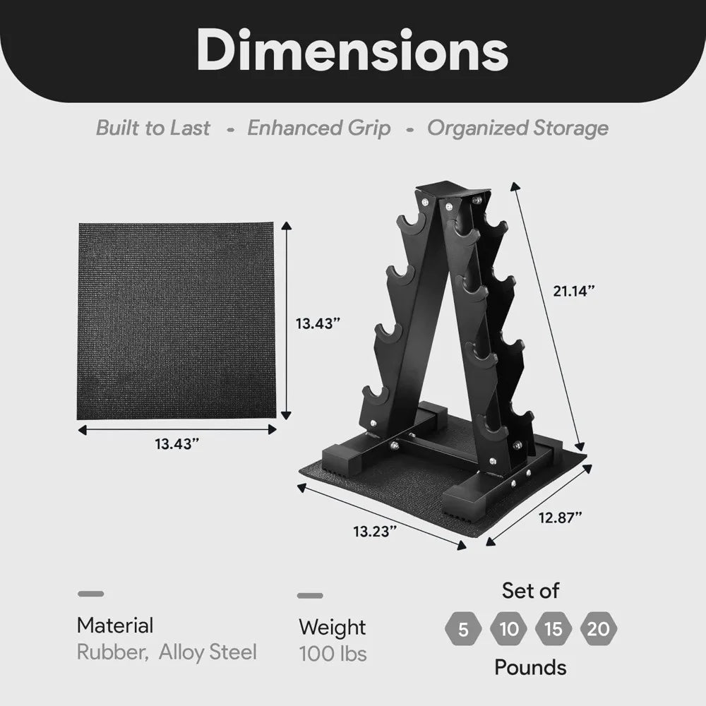 BalanceFrom Rubber Coated Hex Dumbbell Set With Storage Rack