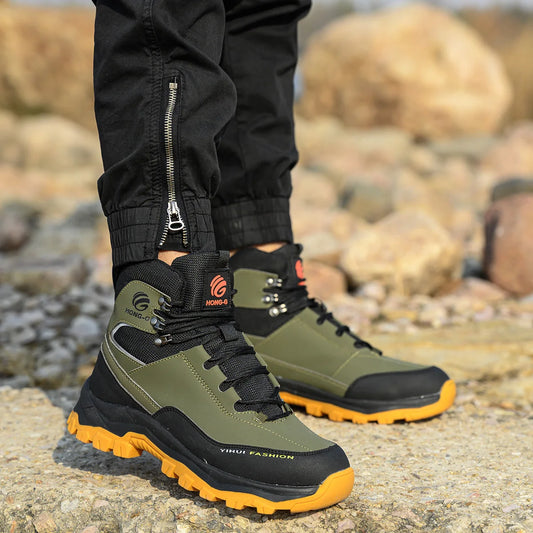 VEIGAR Men Steel Toe Boots Leather Anti Puncture Construction Safety