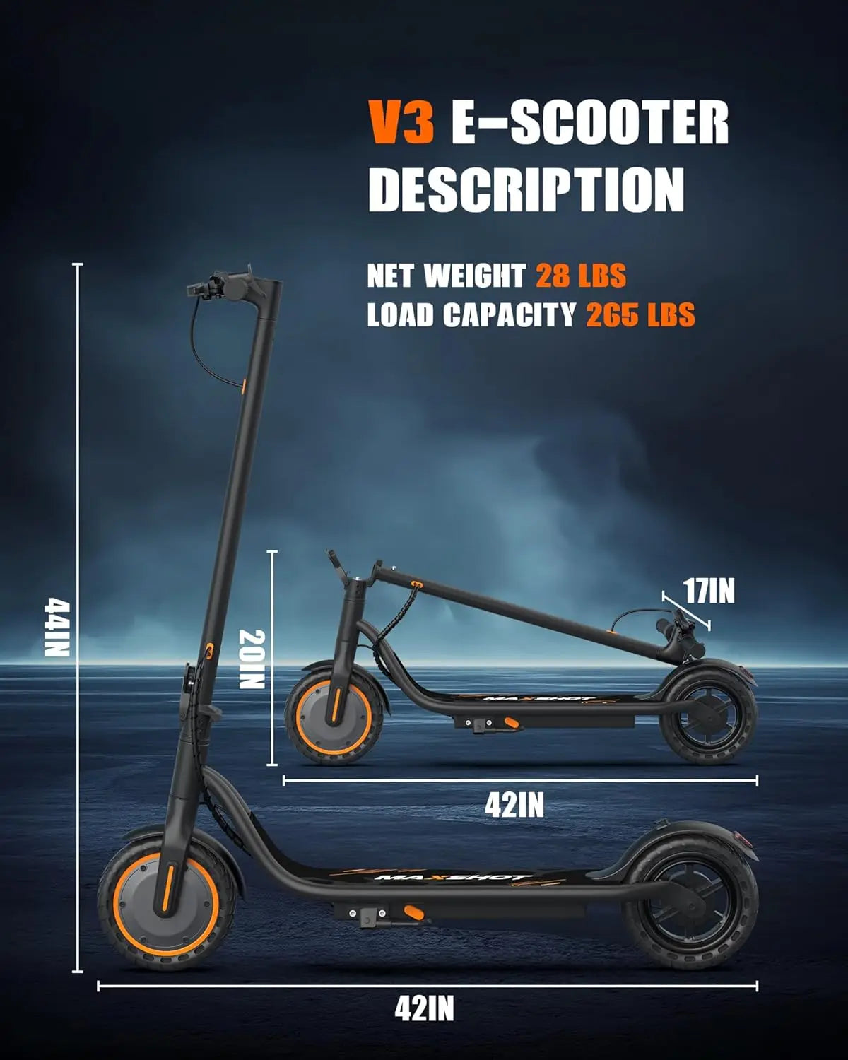 Maxshot Electric Scooter 350W Foldable With App Smart Control 4 Speed Modes