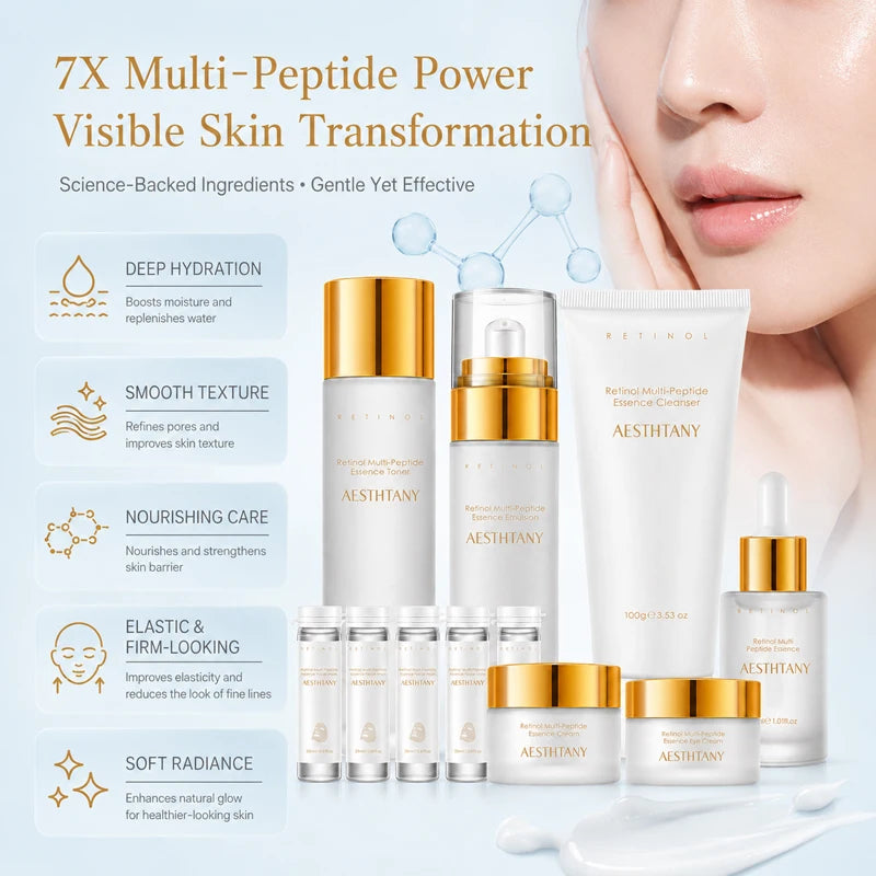 Retinol Multi Peptide Skincare Set Hydrating Face Routine Gift Box
