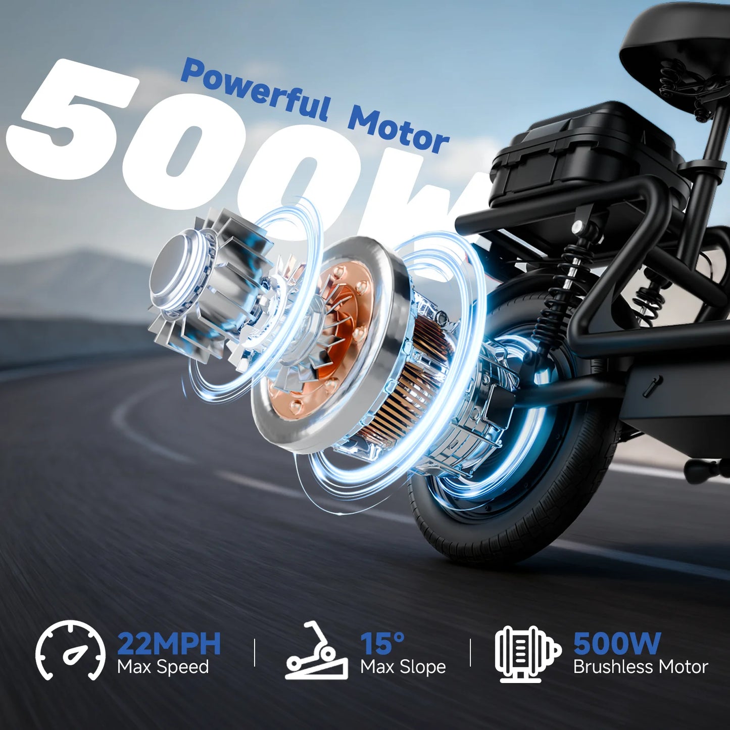 AOVOPRO 500W Folding Electric Bike With 10.4Ah Battery