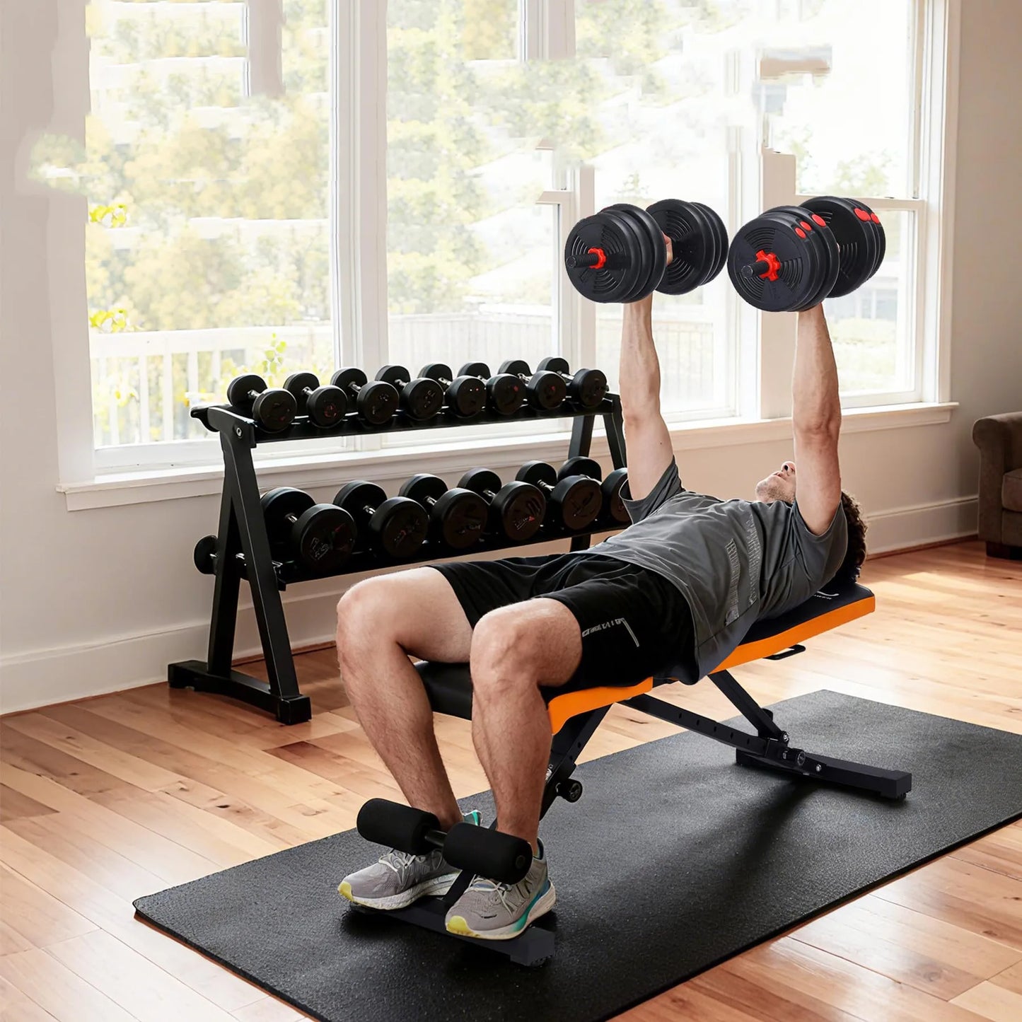 Heavy Duty Adjustable FID Weight Bench Collapsible Home Gym Bench