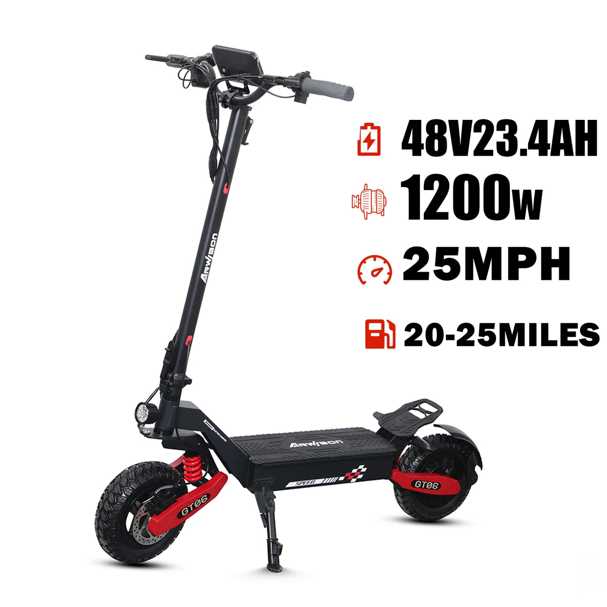 Arwibon 1200W Electric Scooter Foldable 48V Battery