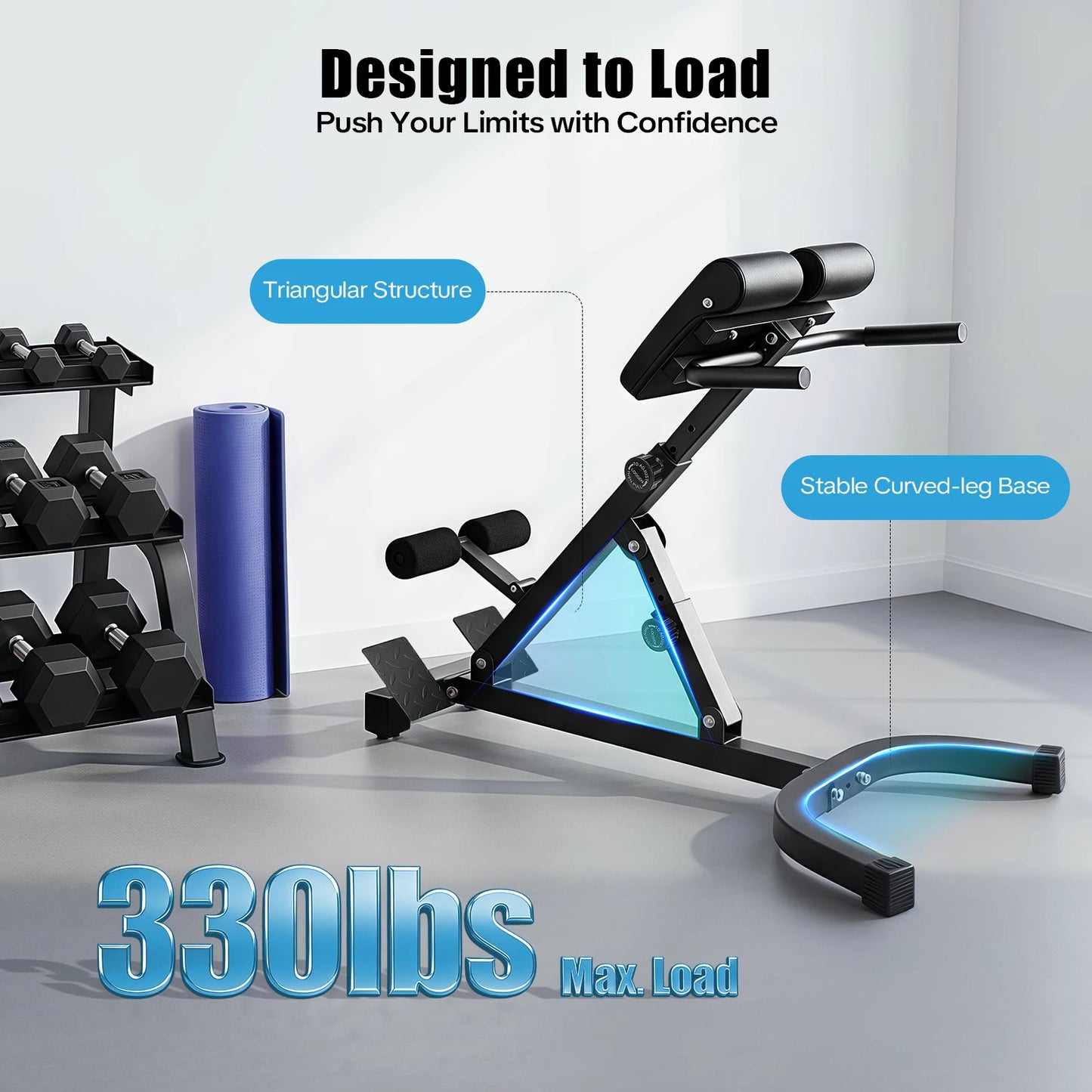 Hyperextension Bench With Adjustable Angles For Home Gym