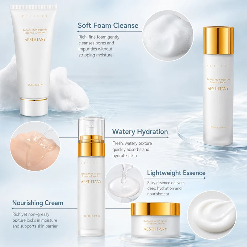 Retinol Multi Peptide Skincare Set Hydrating Face Routine Gift Box