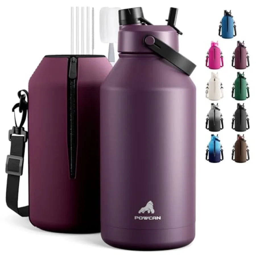 Leakproof Insulated Water Bottle With Straw Spout Lid
