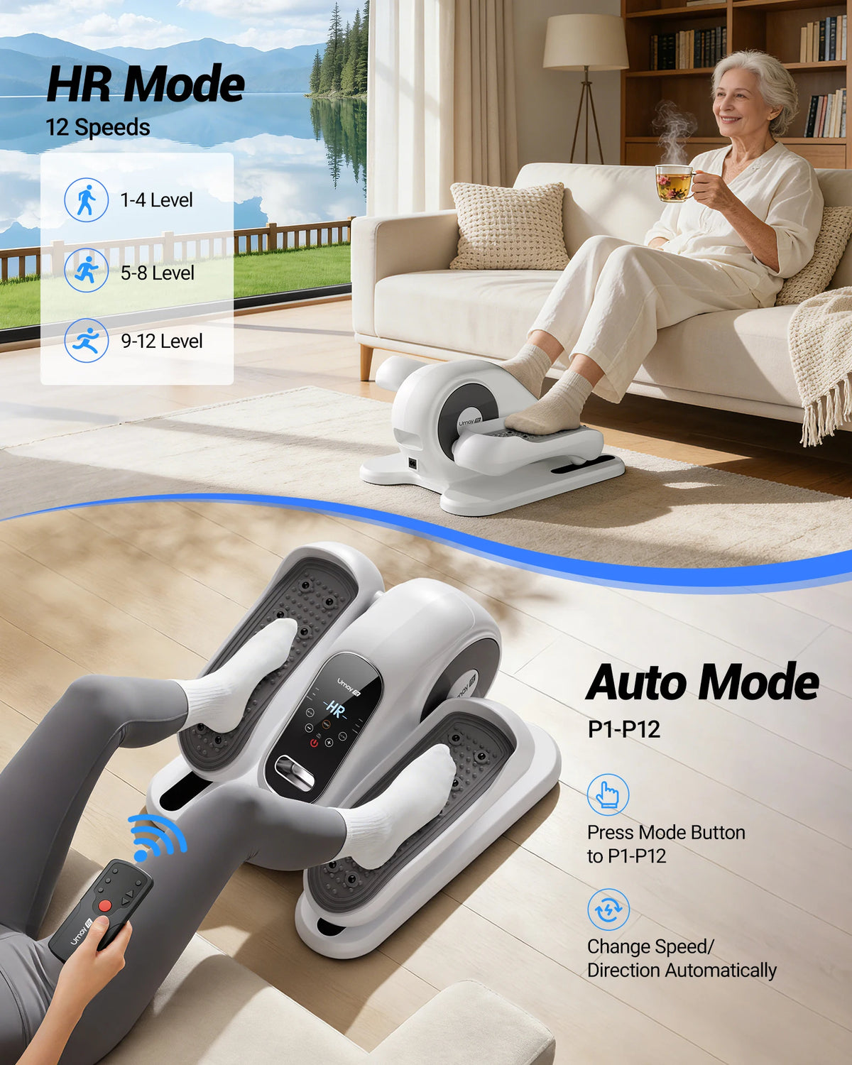 UMAY Desk Elliptical Pedal Exerciser With Remote Control
