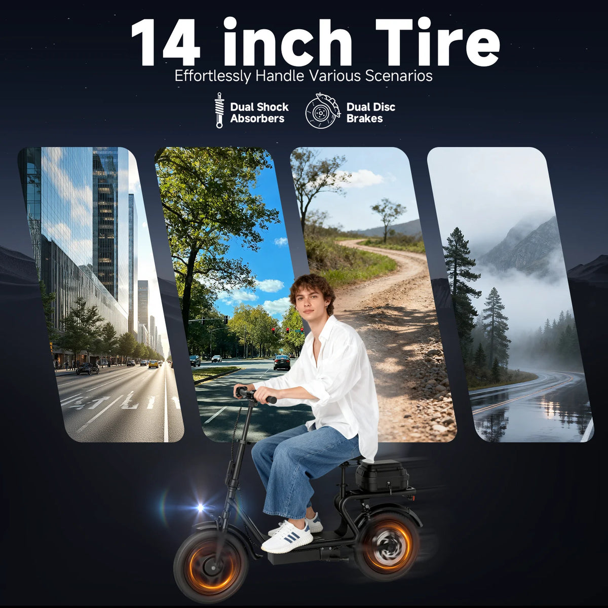 AOVOPRO 500W Folding Electric Bike With 10.4Ah Battery
