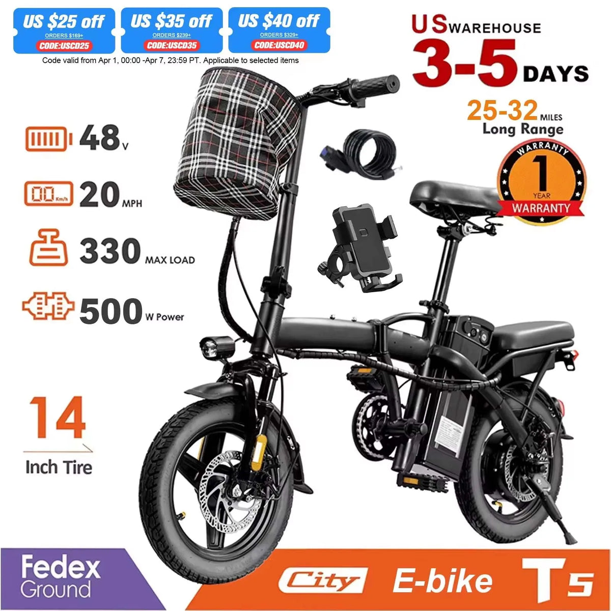 Terrosor Folding Electric Bicycle With 48V Motor And Range