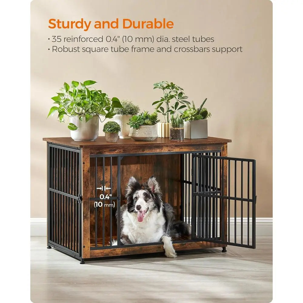 Heavy Duty Wooden Dog Crate Furniture With Side Table