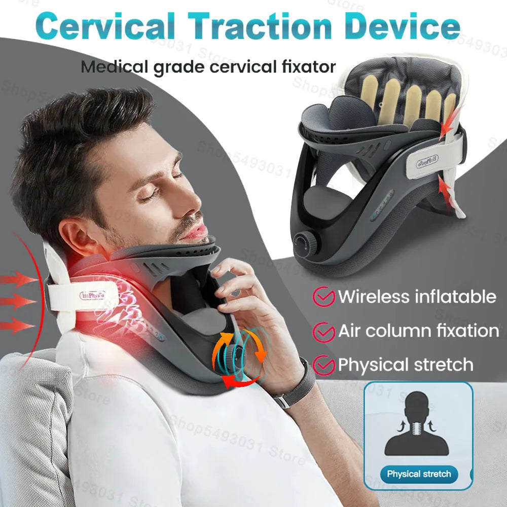 Adjustable Cervical Neck Traction Device with Support and Stretcher
