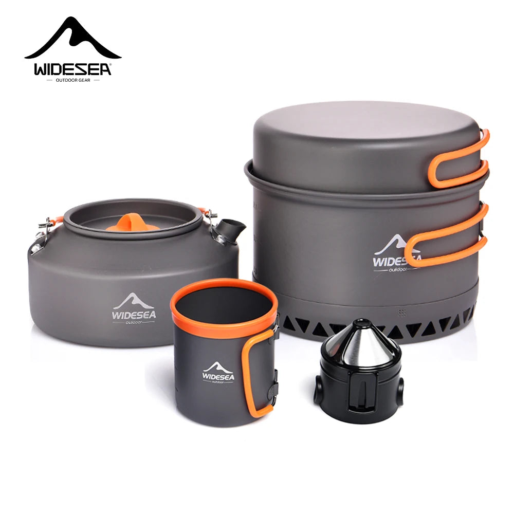 Widesea Outdoor Camping Cookware Set With Pots And Kettle