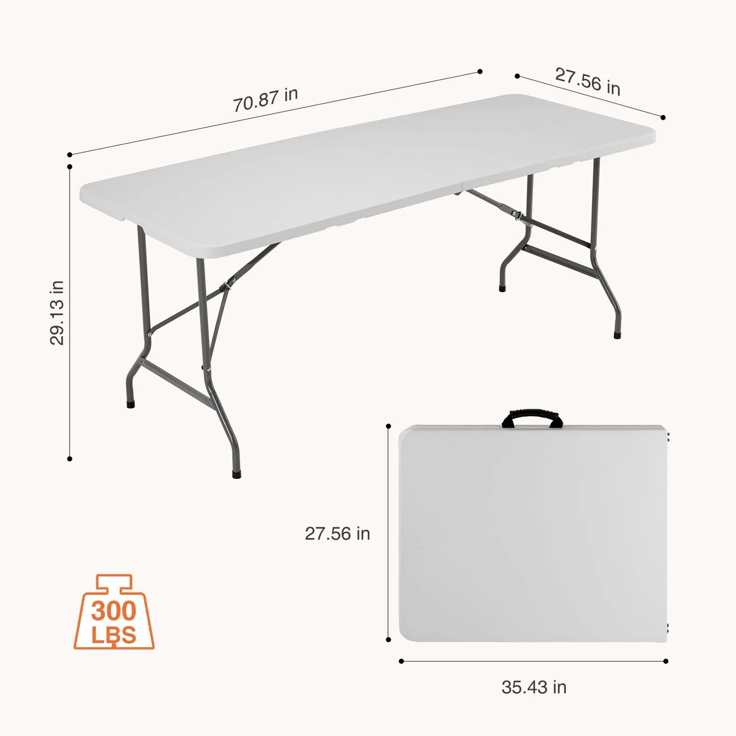 JHK Heavy Duty Folding Table Featuring Safety Lock Carry Handle
